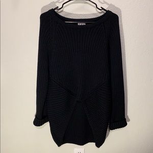 OAK black high low wool sweater
